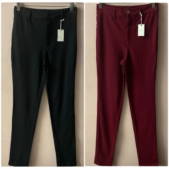 Forever 21 Black|Burgundy|Rust|Blush Pink High Waisted Skinny Pants Size 28 NWT - Picture 4 of 14